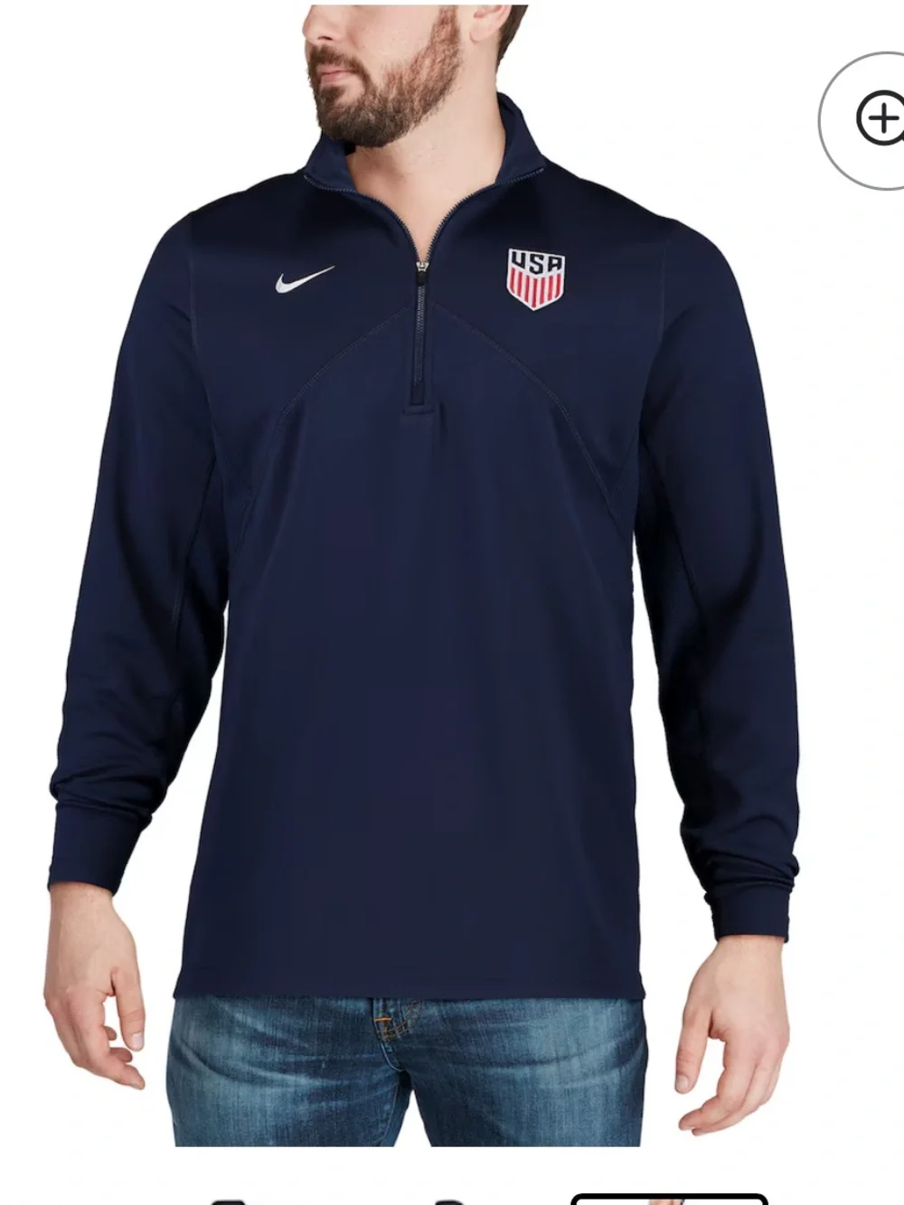 Nike Men’s Navy Long-Sleeve 1/4 Zip USA Pullover - Picture 4 of 7
